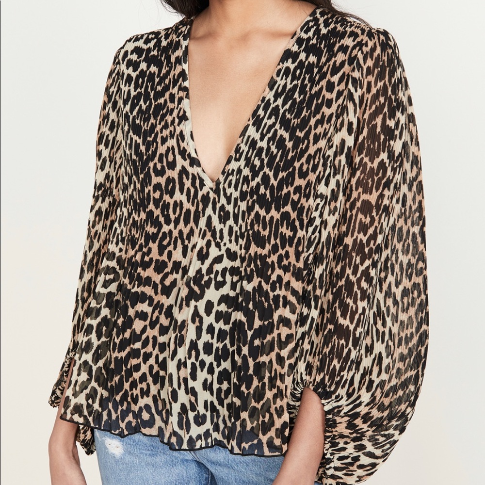 GANNI Pleated Georgette Top